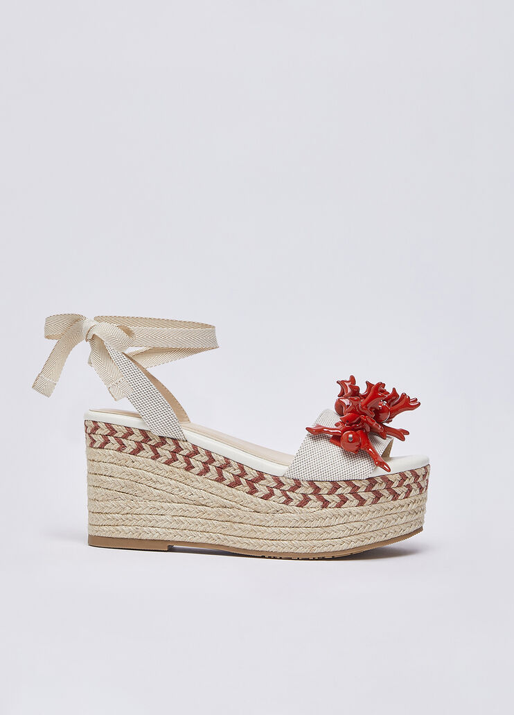 Sandalias de cu&ntilde;a con coral blanco y rojo Liu Jo - medium