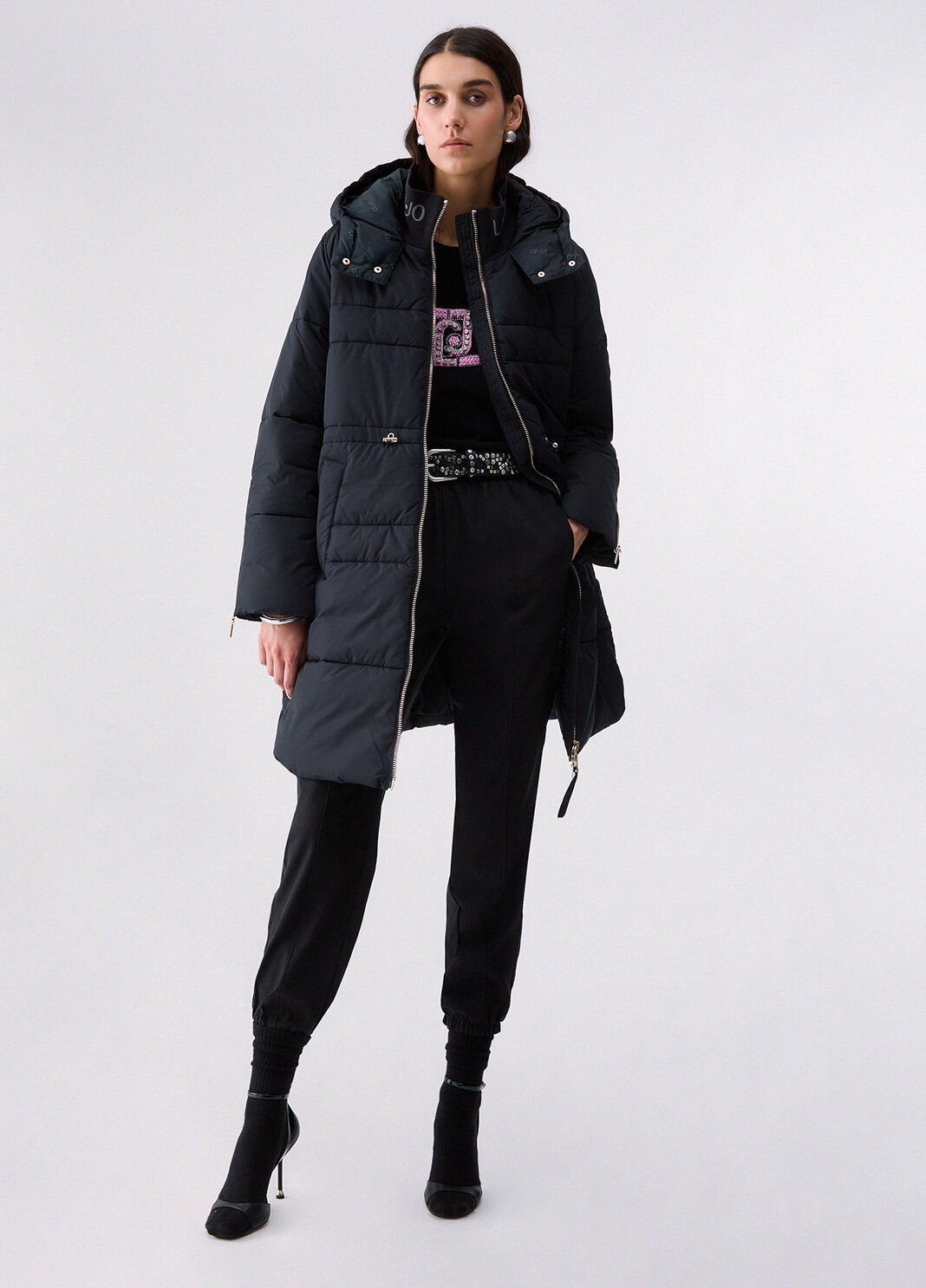 Long jacket in matte nylon black Liu Jo - large image number 5