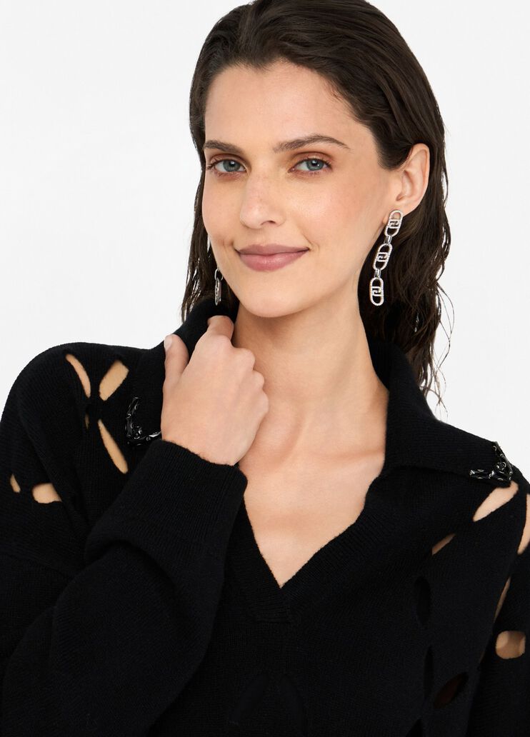 100% wool jumper with bejewelled embroidery black Liu Jo - large image number 2 100% wool jumper with bejewelled embroidery black Liu Jo - large image number 2