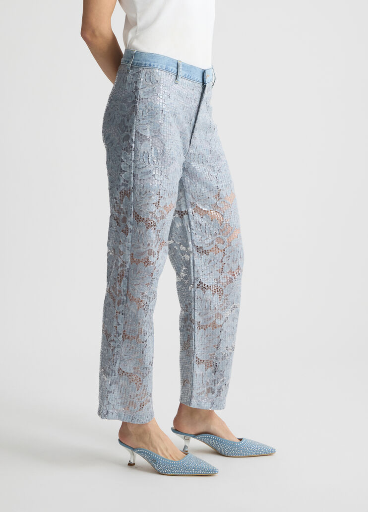 Flared lace trousers light denim Liu Jo - large image number 3 Flared lace trousers light denim Liu Jo - large image number 3