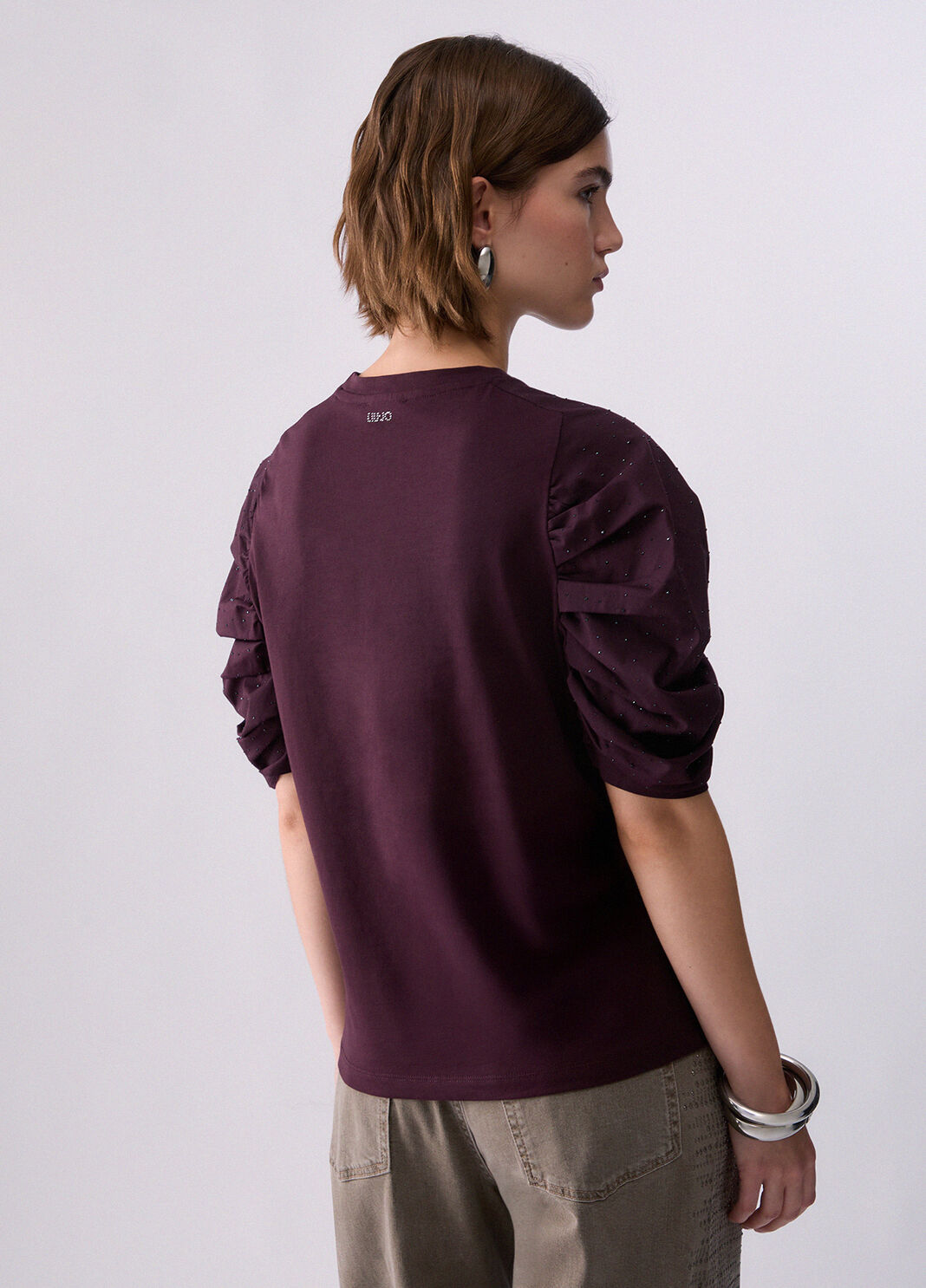 T-shirt with sleeves gathered aubergine Liu Jo - large image number 1