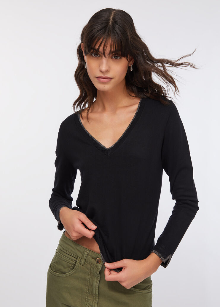 Pull à encolure en V noir Liu Jo - medium