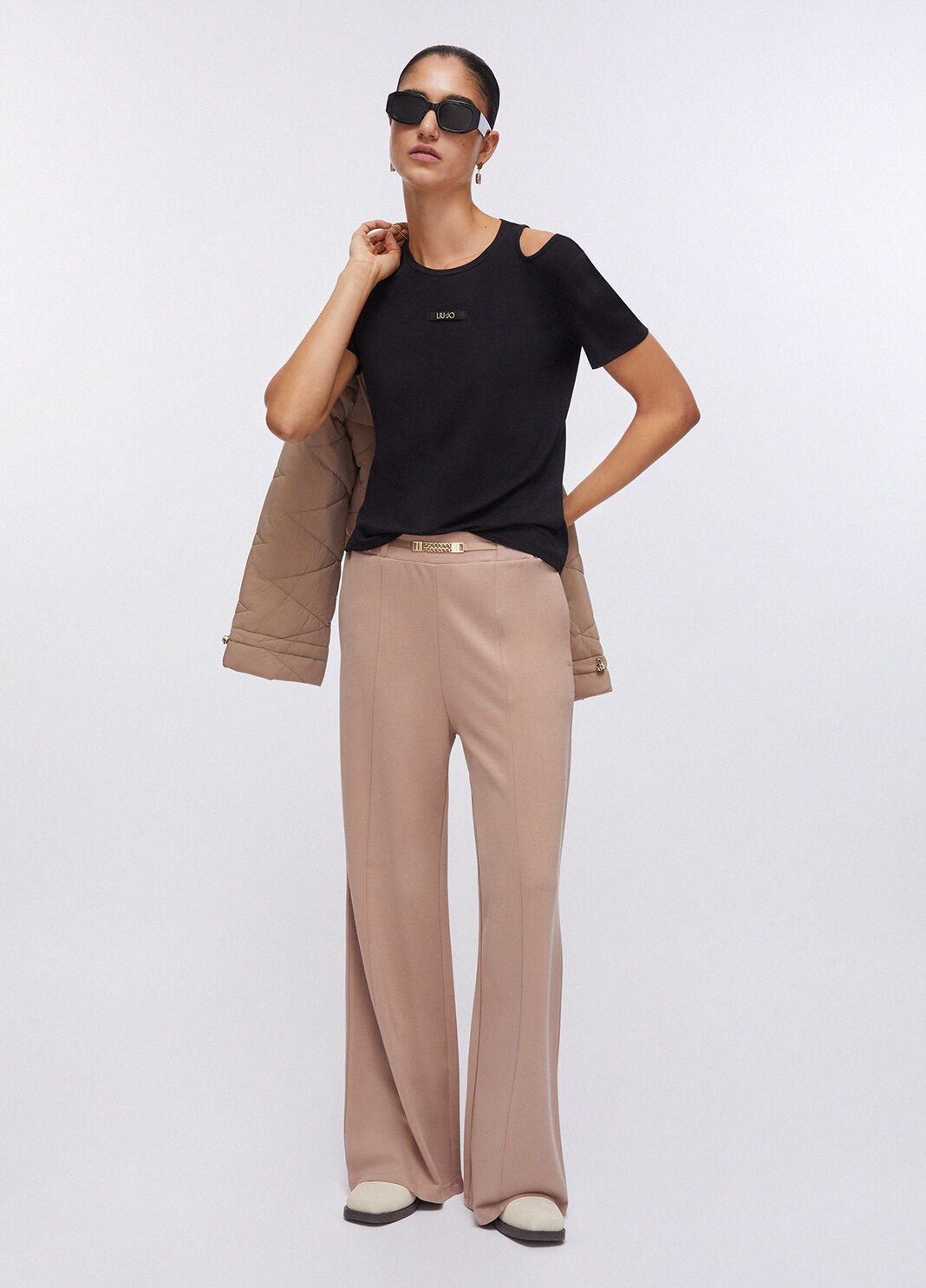 Jersey trousers beige Liu Jo - large image number 5
