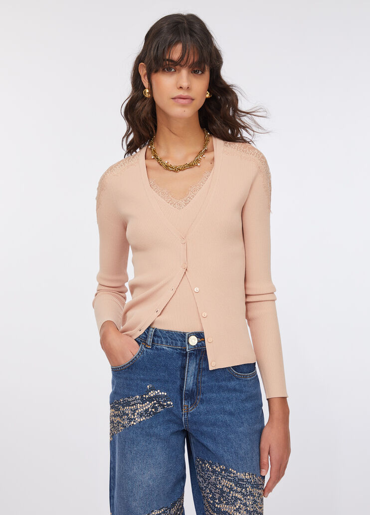 Cardigan with lace powder pink Liu Jo - medium
