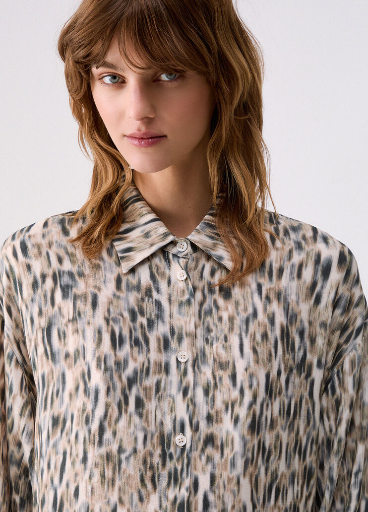 Shirt in cr&ecirc;pe printed micro animal-print Liu Jo - medium