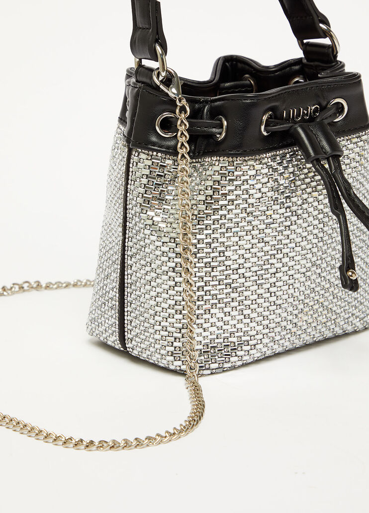 LIU JO: shoulder bag in quilted synthetic leather with rhinestones
