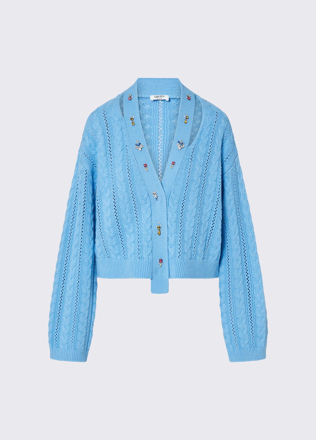 Cardigan with jewel embroidery light blue Liu Jo - large image number 6