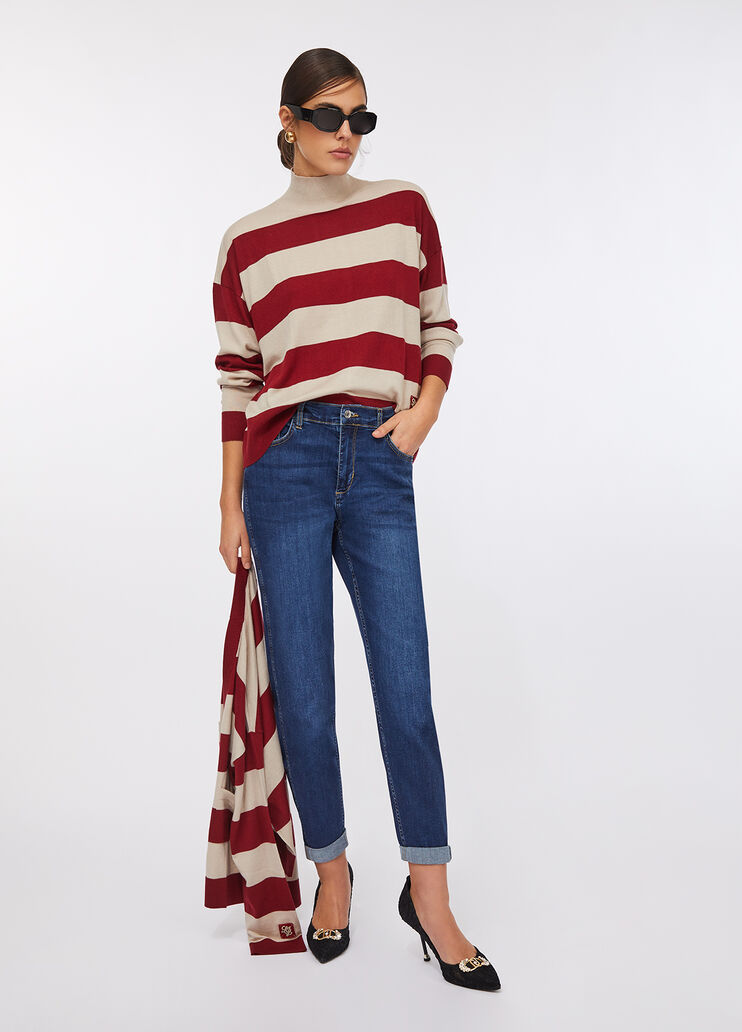 Carrot-fit high-rise jeans blue denim Liu Jo - large image number 5