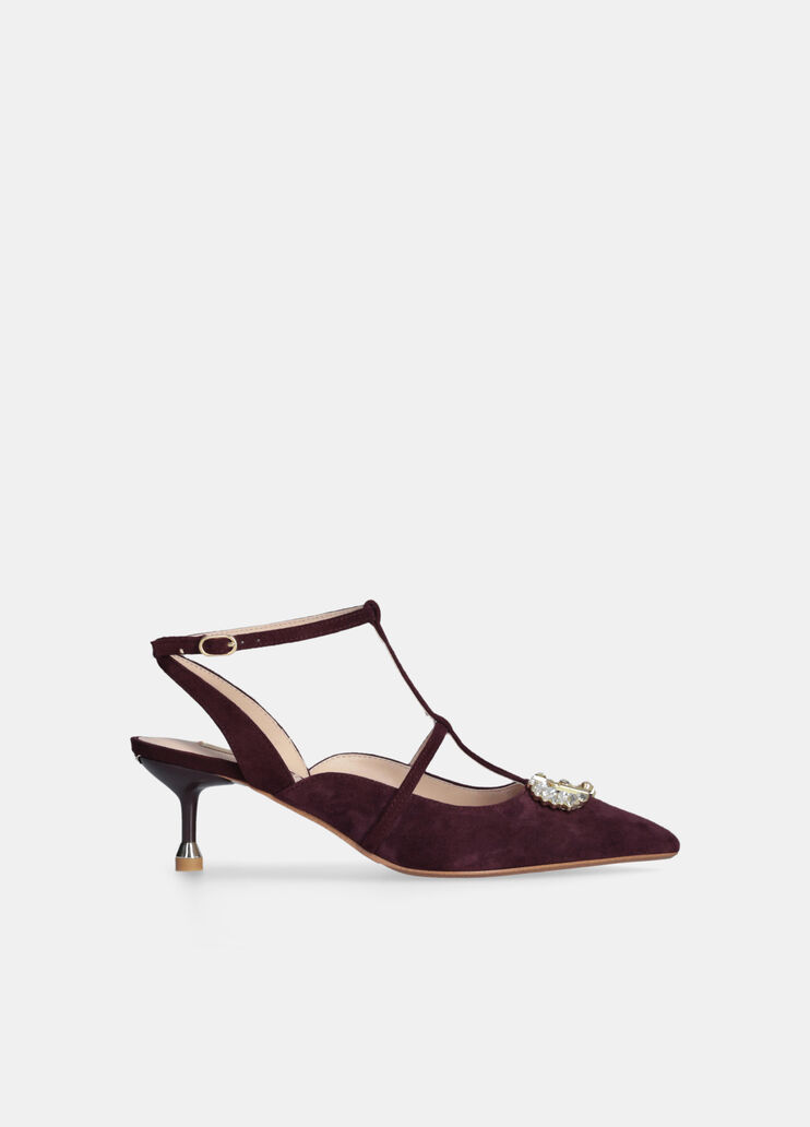 Slingback shoes with bejewelled logo amarone Liu Jo - medium Slingback shoes with bejewelled logo amarone Liu Jo - medium
