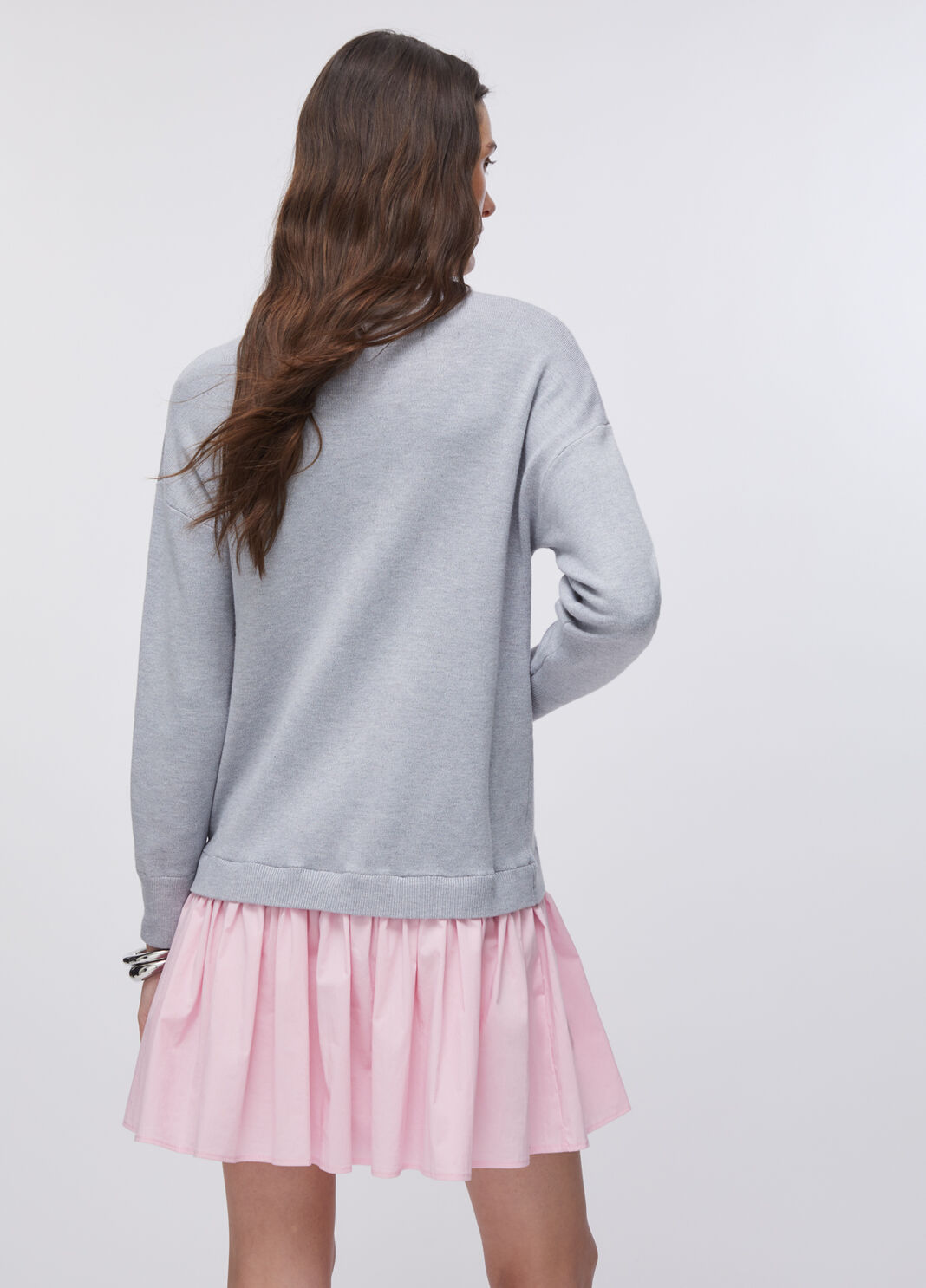 Abito in maglia con inserto in popeline grigio Liu Jo - large image number 1