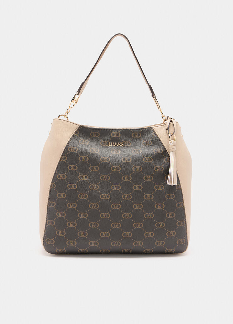 Medium hobo bag with logo beige Liu Jo - medium Medium hobo bag with logo beige Liu Jo - medium