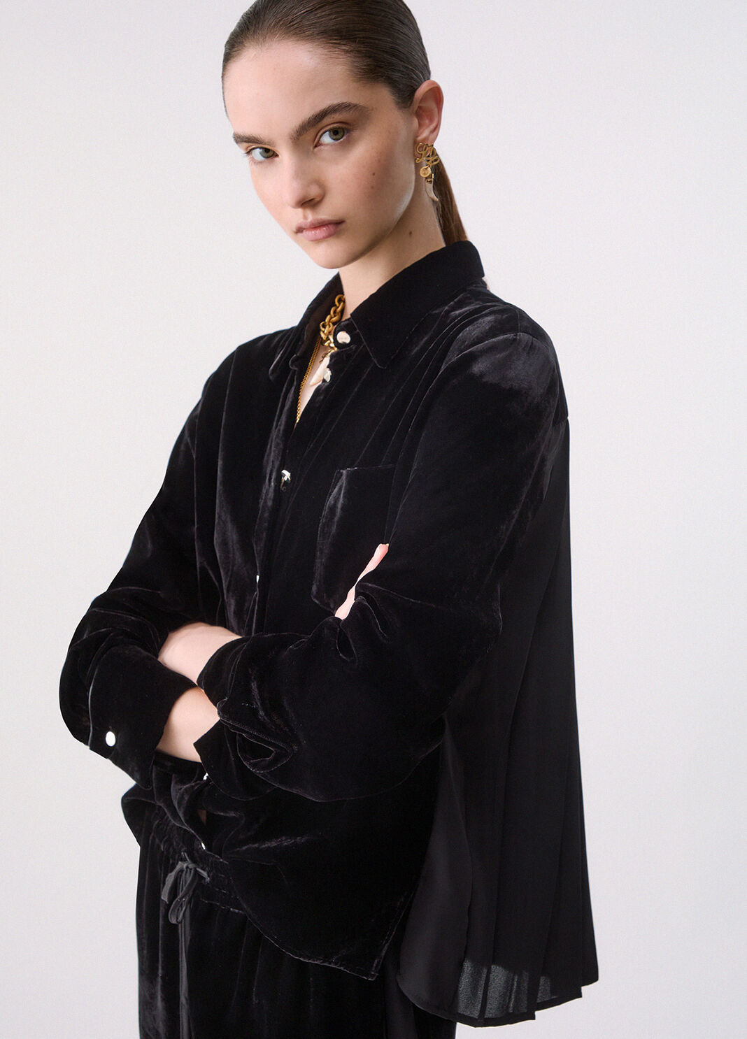 Chemise en velours noir Liu Jo - large image number 4