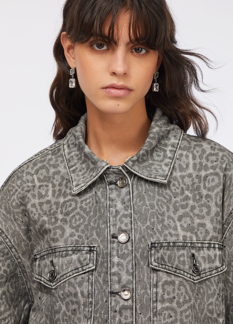 Куртка с воротником из искусственного меха анималистический серый Liu Jo - medium