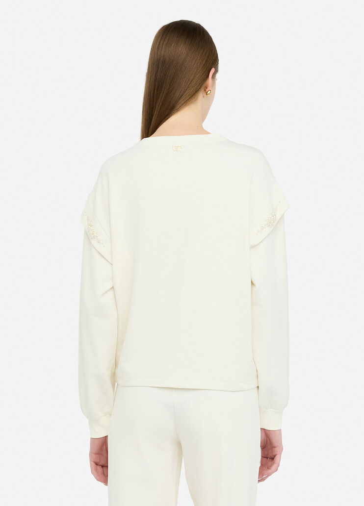 Sweatshirt mit Perlen weiß Liu Jo - large image number 1 Sweatshirt mit Perlen weiß Liu Jo - large image number 1