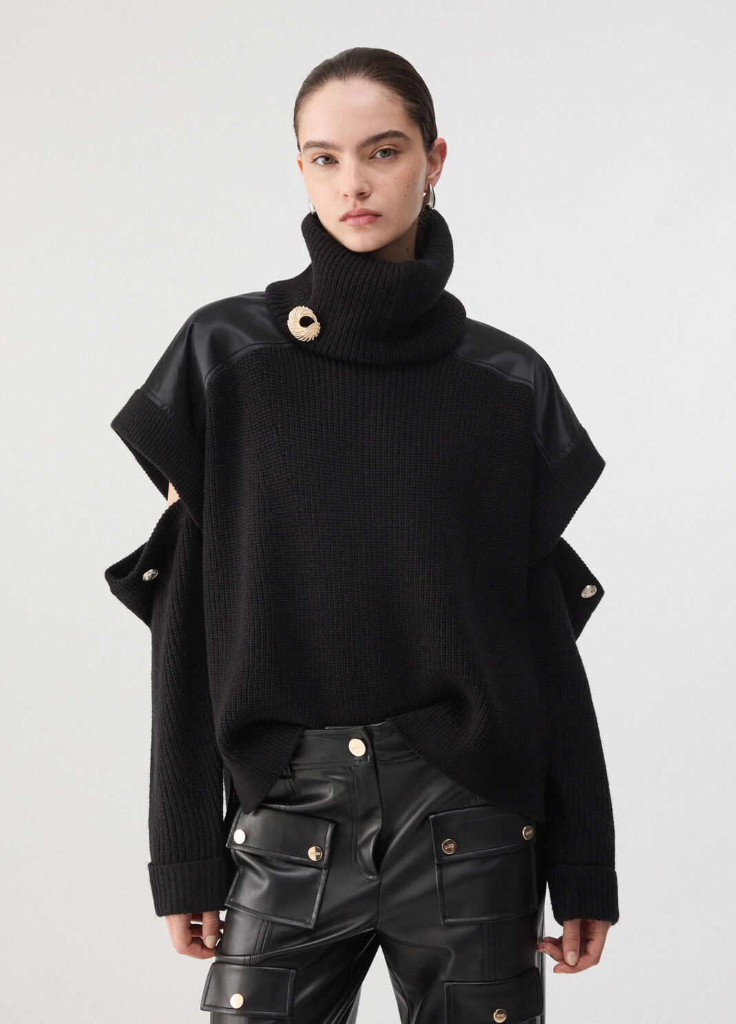 Turtleneck sweater with cut-outs black Liu Jo - large image number 0