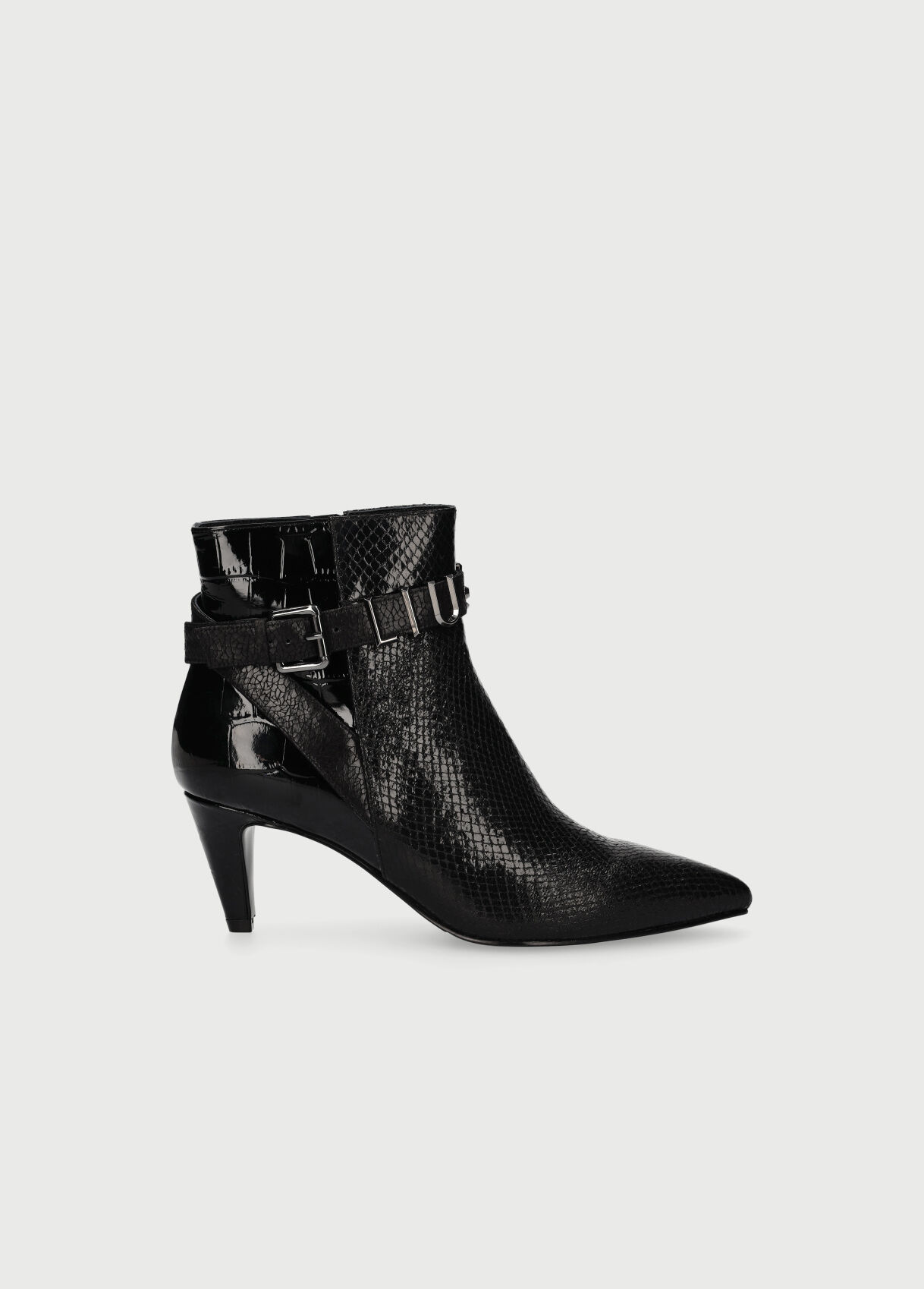 Black patent snakeskin ankle boots Clearance