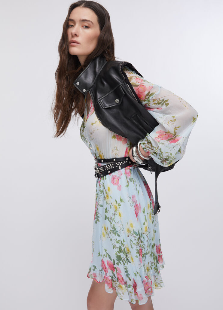 Kurzes Kleid mit Blumen Hellblau mit Blumen Liu Jo - medium