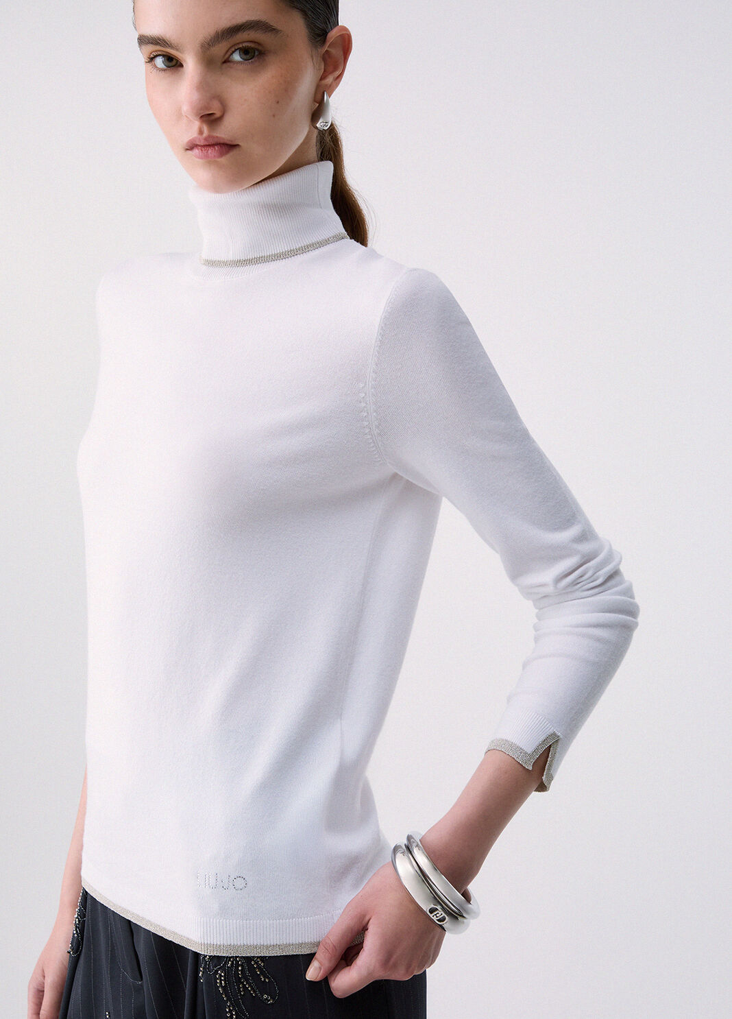 Водолазка с отделкой Lurex&reg; белая шерсть Liu Jo - large image number 4