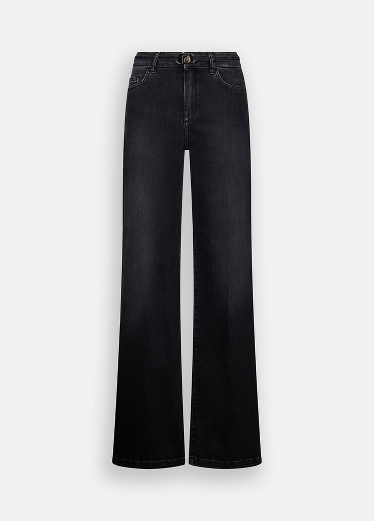 Flared jeans with belt black denim Liu Jo - large image number 6