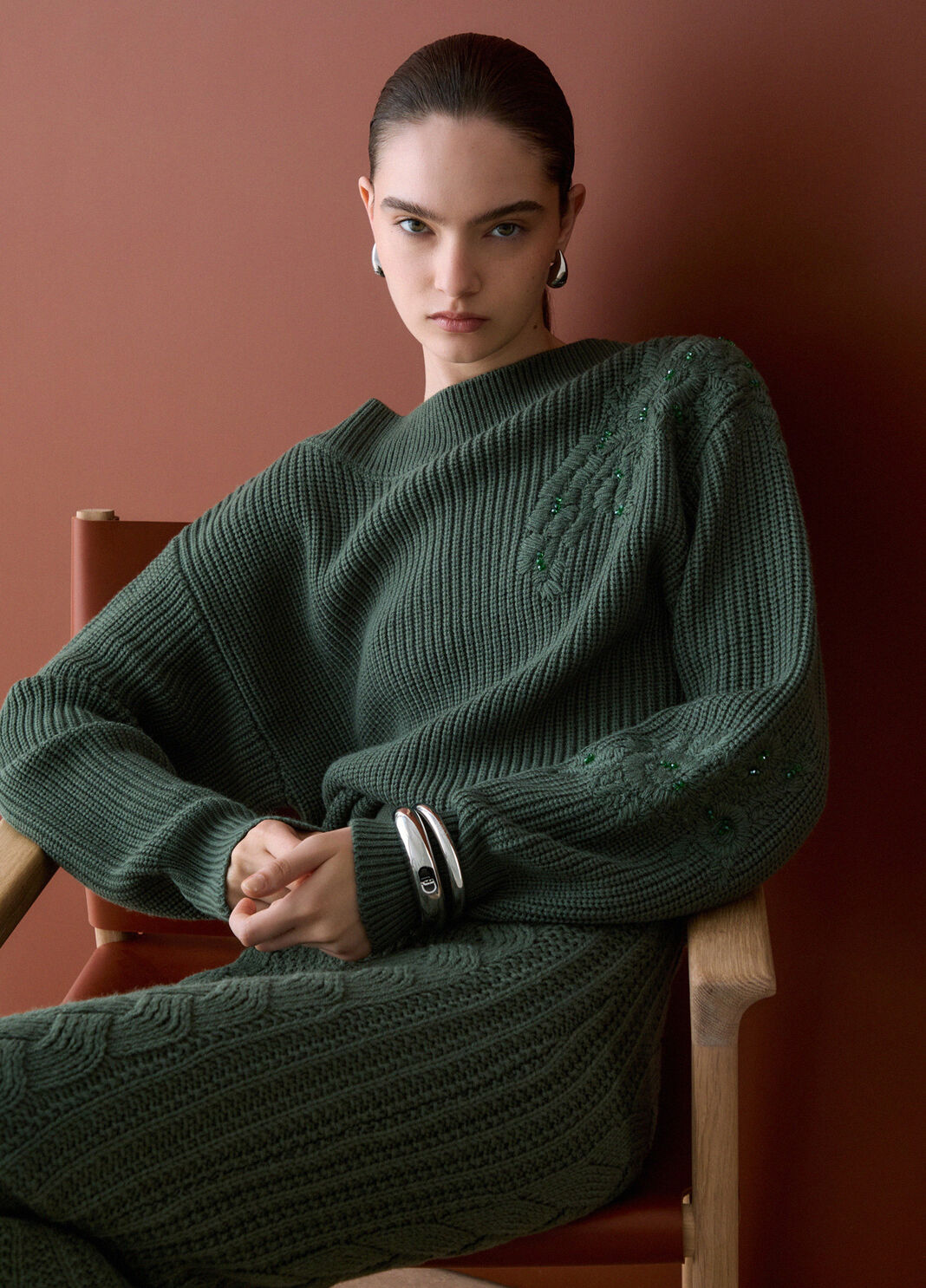 Wool Sweater with Embroidery dark green Liu Jo - large image number 3