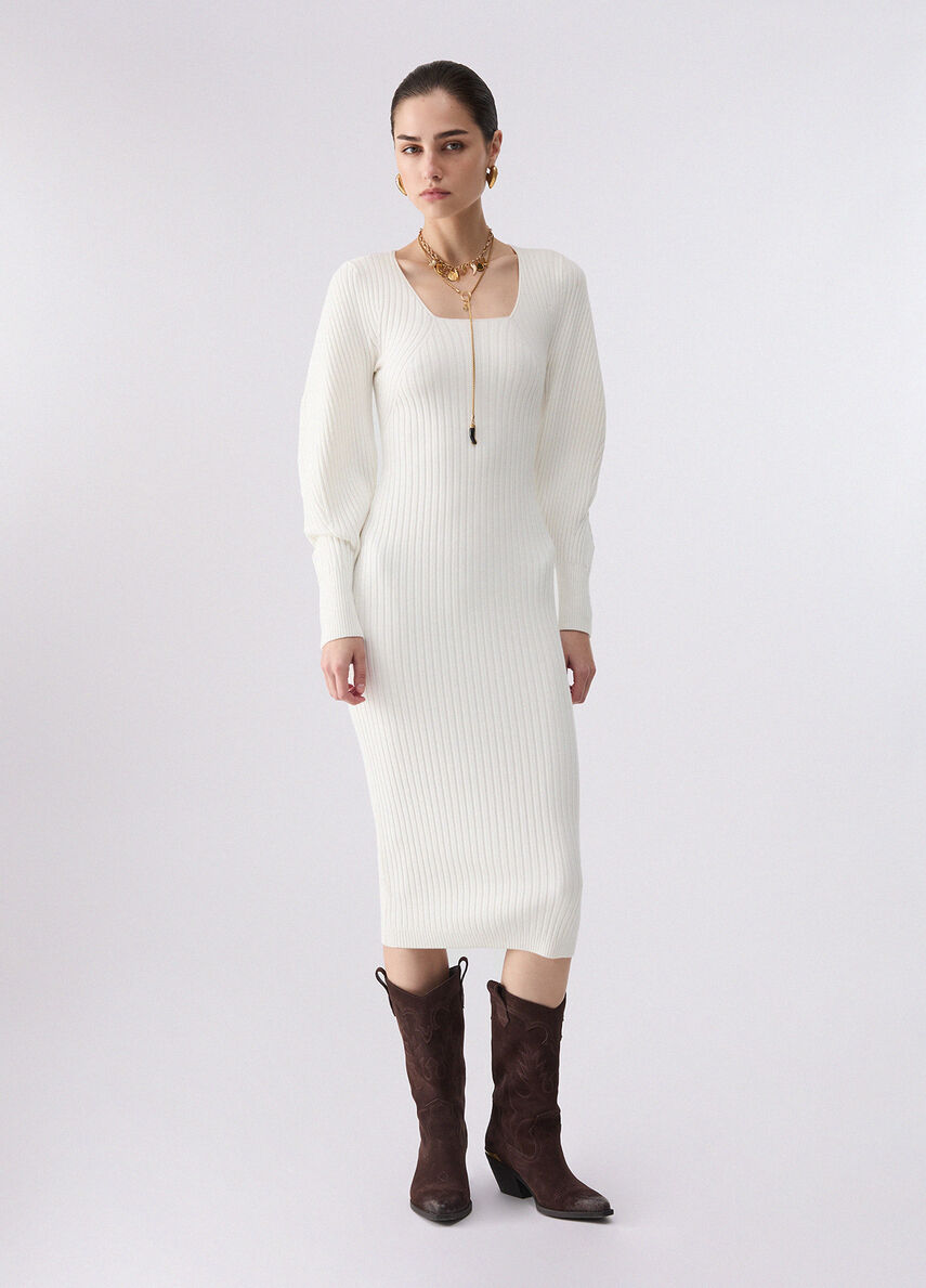 liu jo knit dress Balloon colour white wool online wedding dress