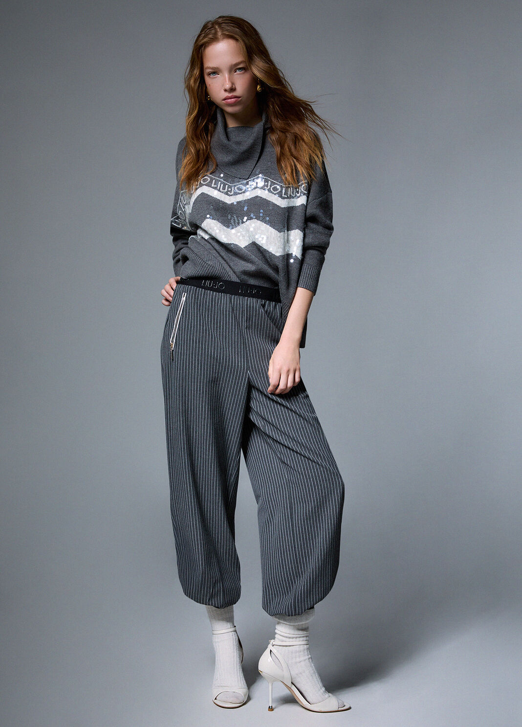 Jacquard Sweater in Wool Blend grey Liu Jo - large image number 3