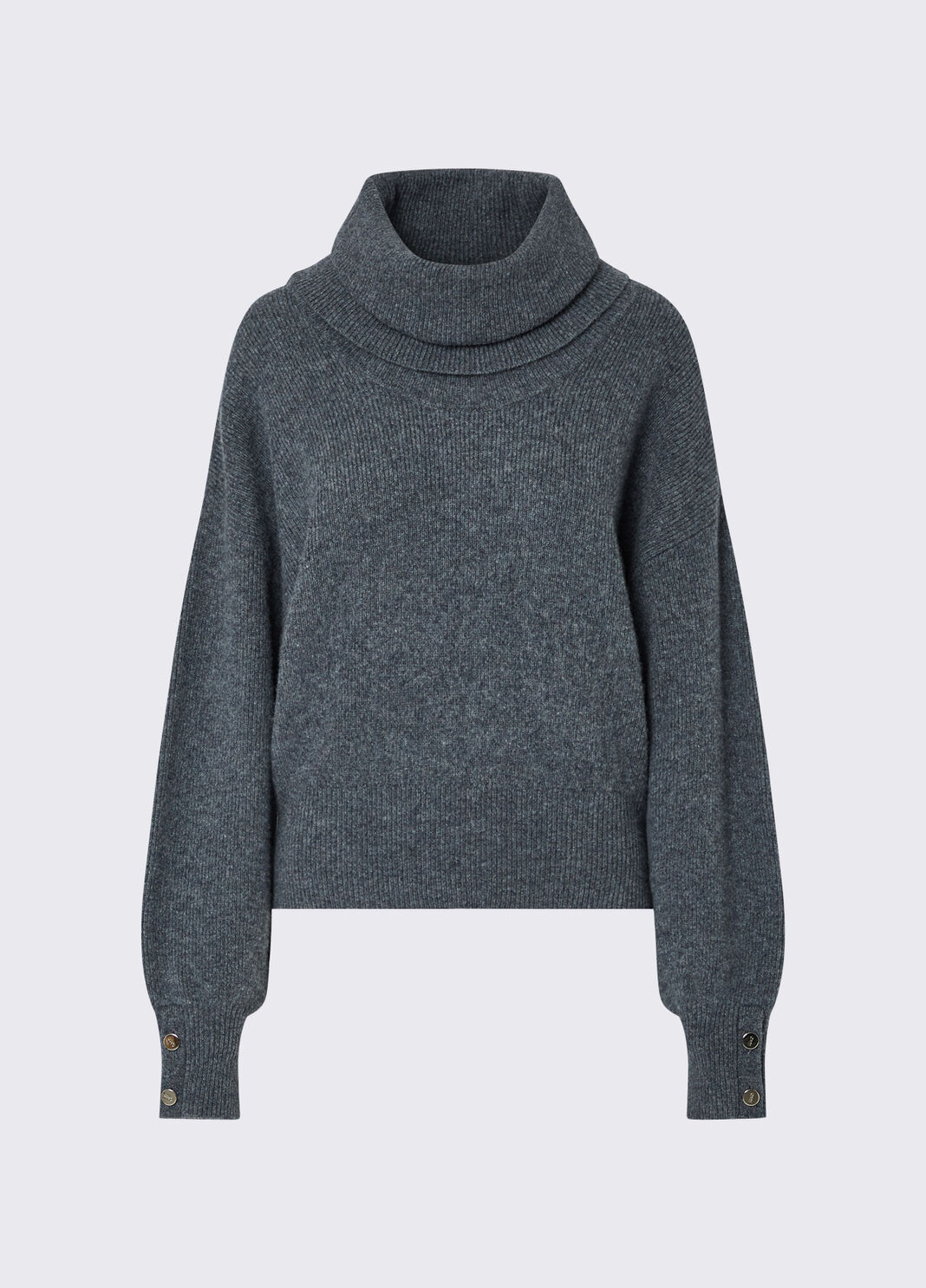 Turtleneck sweater in pure wool grey m&eacute;lange Liu Jo - large image number 6
