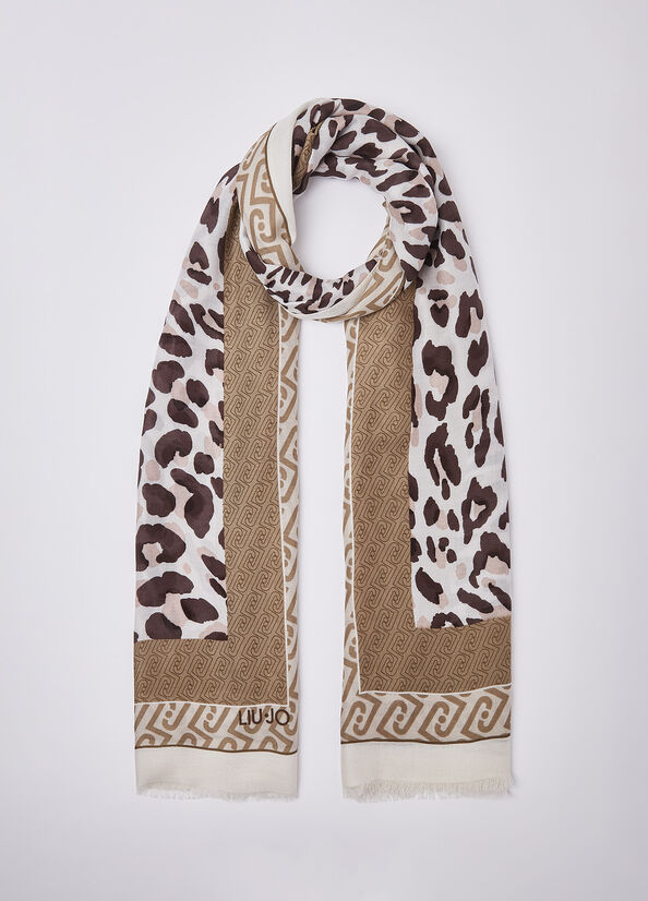 Foulard Carré LIU.JO En Soie 100% - Vintage Vert - 65 X 66 Cm - Occasion