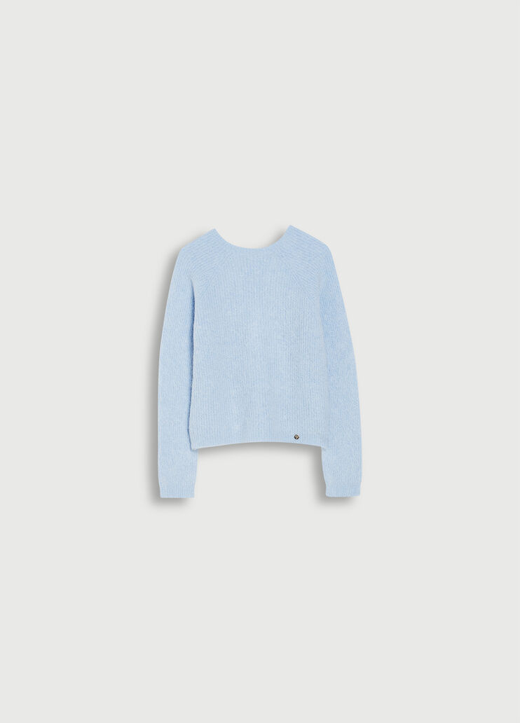 Alpaca sweater with cut-out Air Force blue Liu Jo - large image number 4