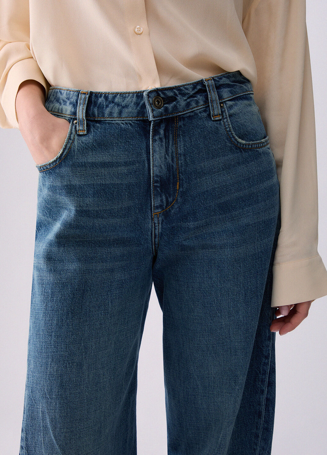 Jeans with asymmetrical seams blue denim Liu Jo - large image number 4