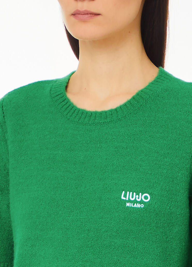 Wool and alpaca-blend T-shirt green Liu Jo - large image number 2