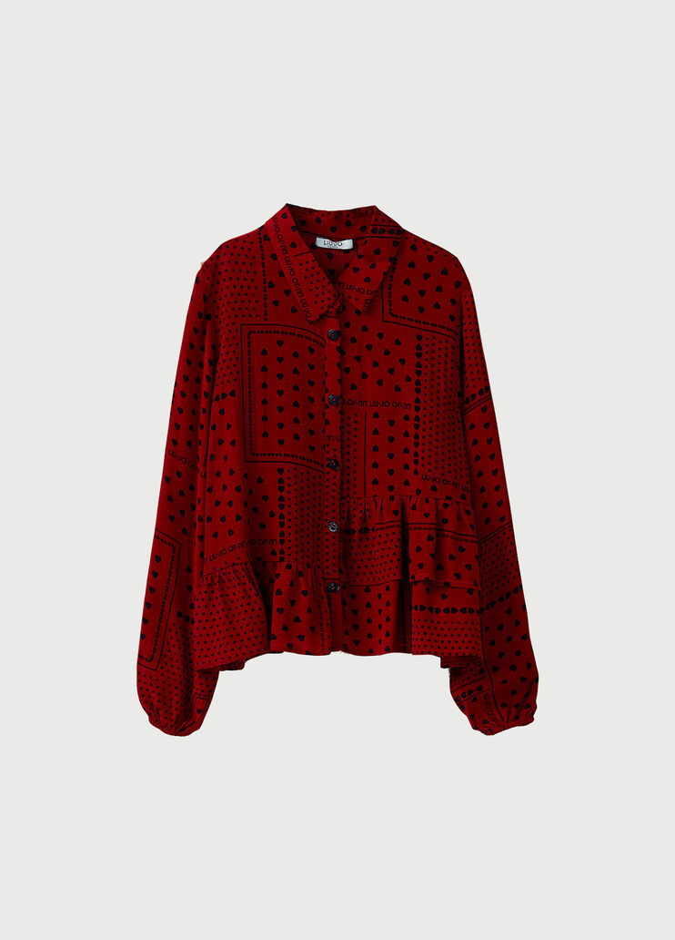 Hemdbluse mit Print und Volants Rot/Blau Liu Jo - large image number 0 Hemdbluse mit Print und Volants Rot/Blau Liu Jo - large image number 0