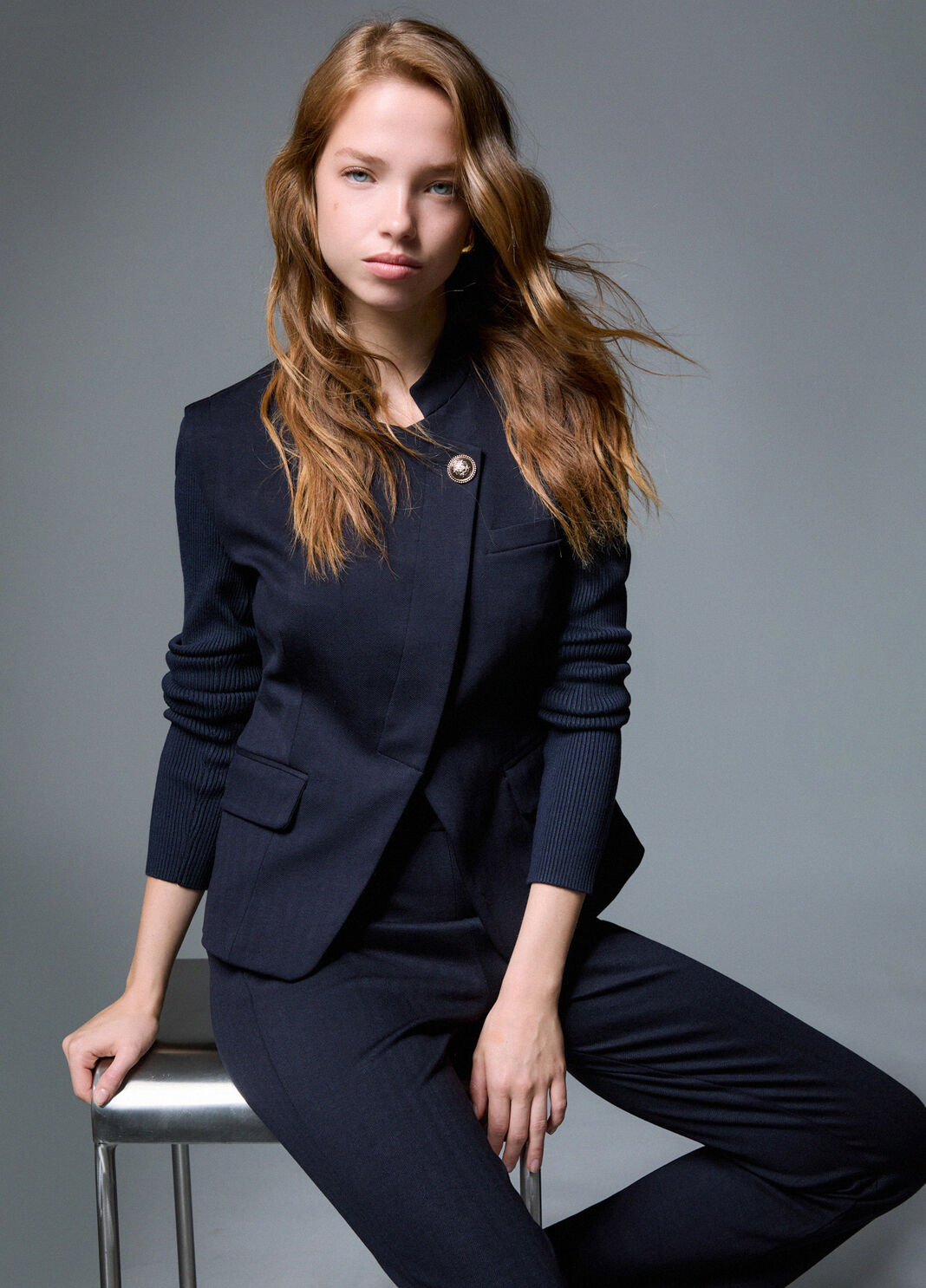 Blazer with knit sleeves dark blue Liu Jo - large image number 3