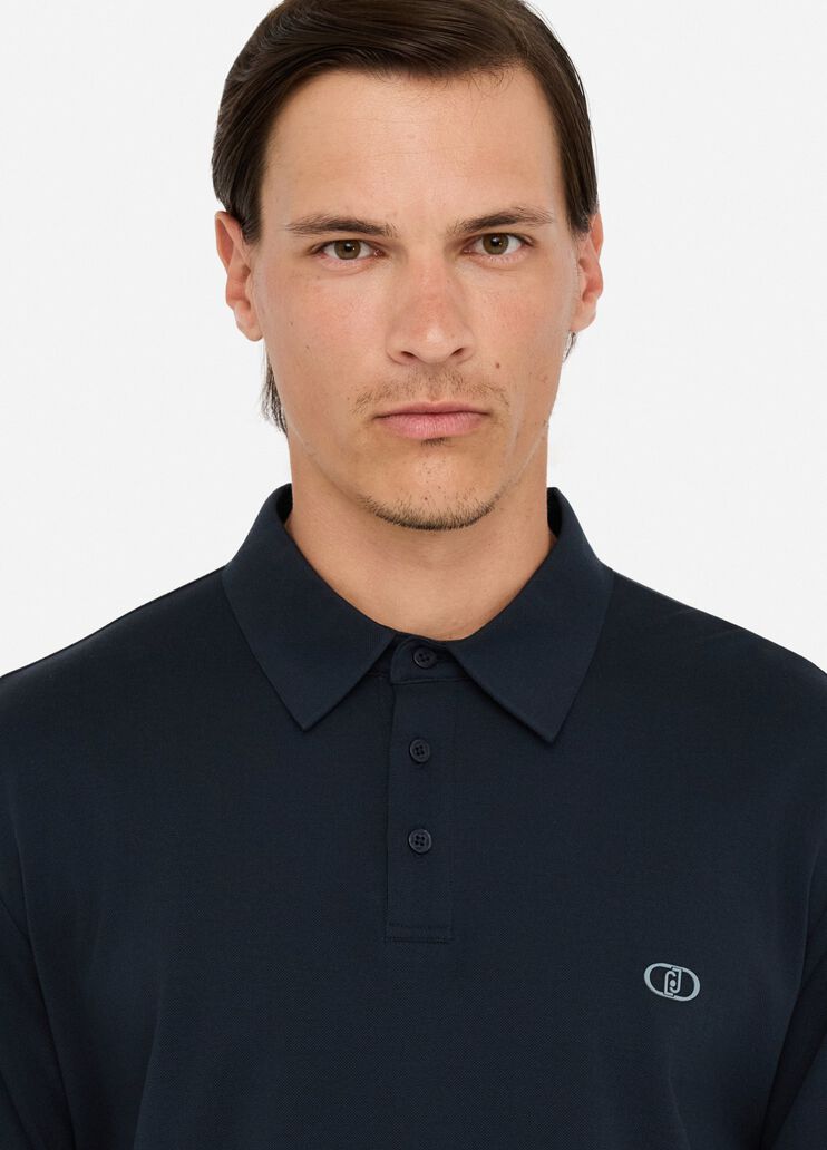 Polo en piqué de coton bleu foncé Liu Jo - large image number 3 Polo en piqué de coton bleu foncé Liu Jo - large image number 3