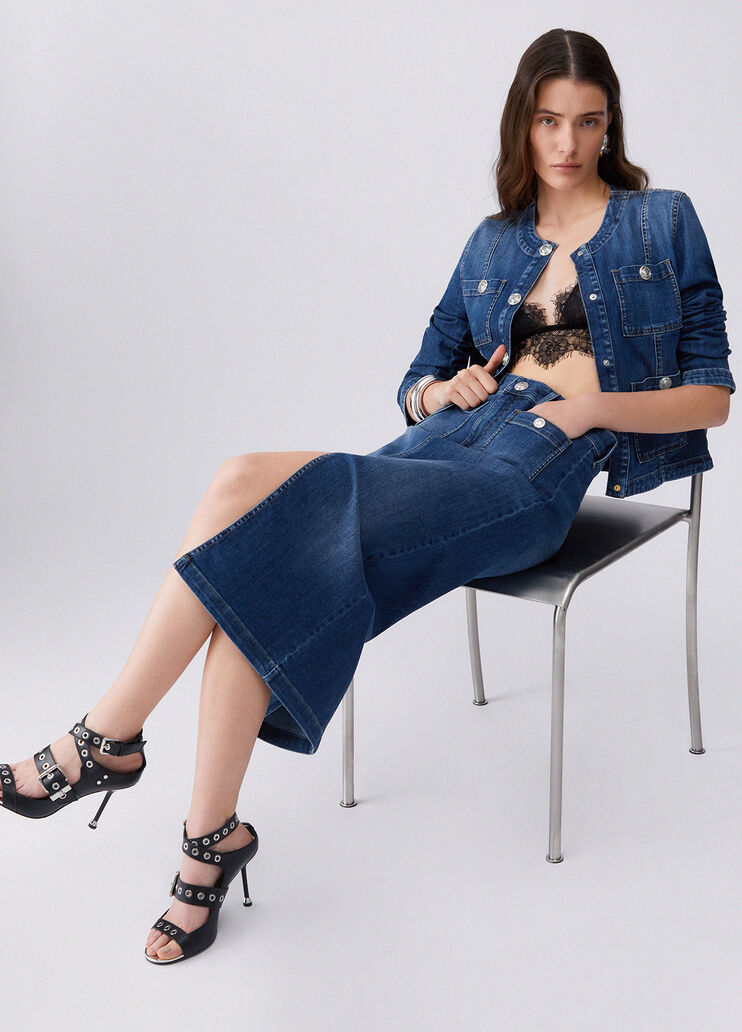 Denim midi skirt dark blue denim Liu Jo - large image number 2