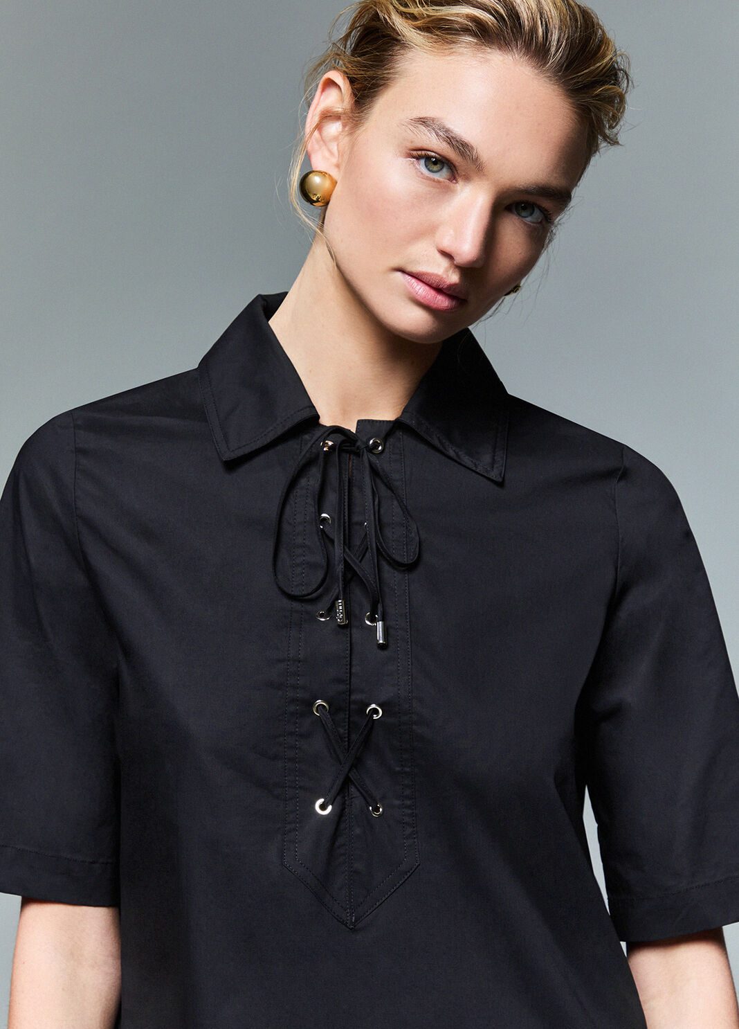 Short poplin dress black Liu Jo - large image number 3