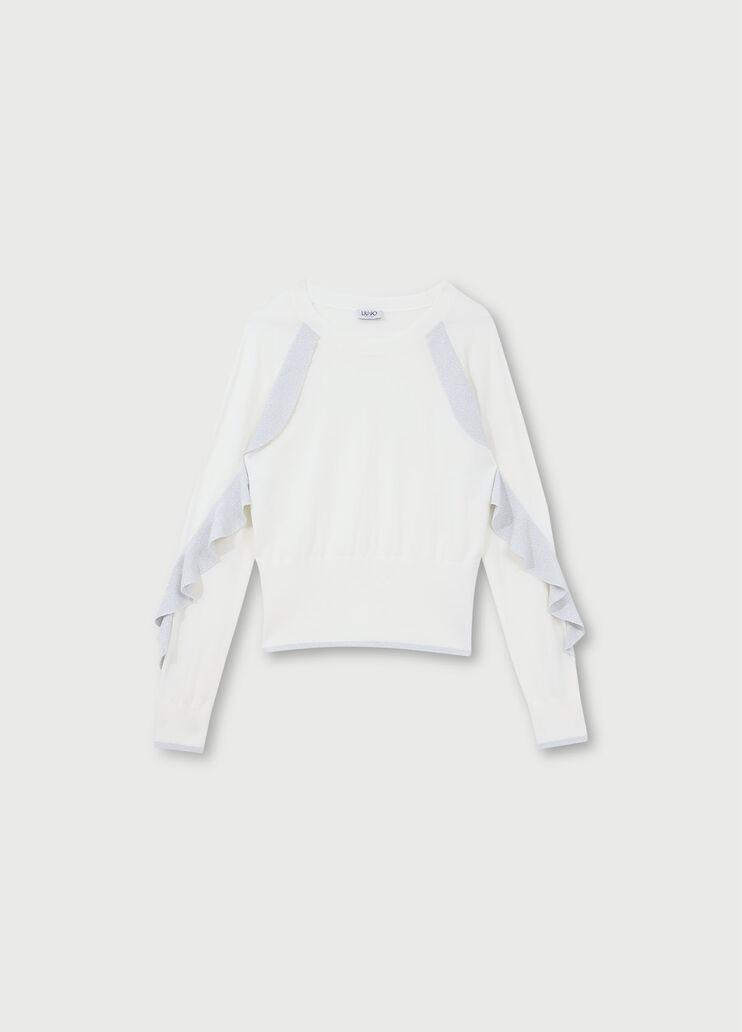 Eco-friendly jumper with flounces Wool White Liu Jo - large image number 4