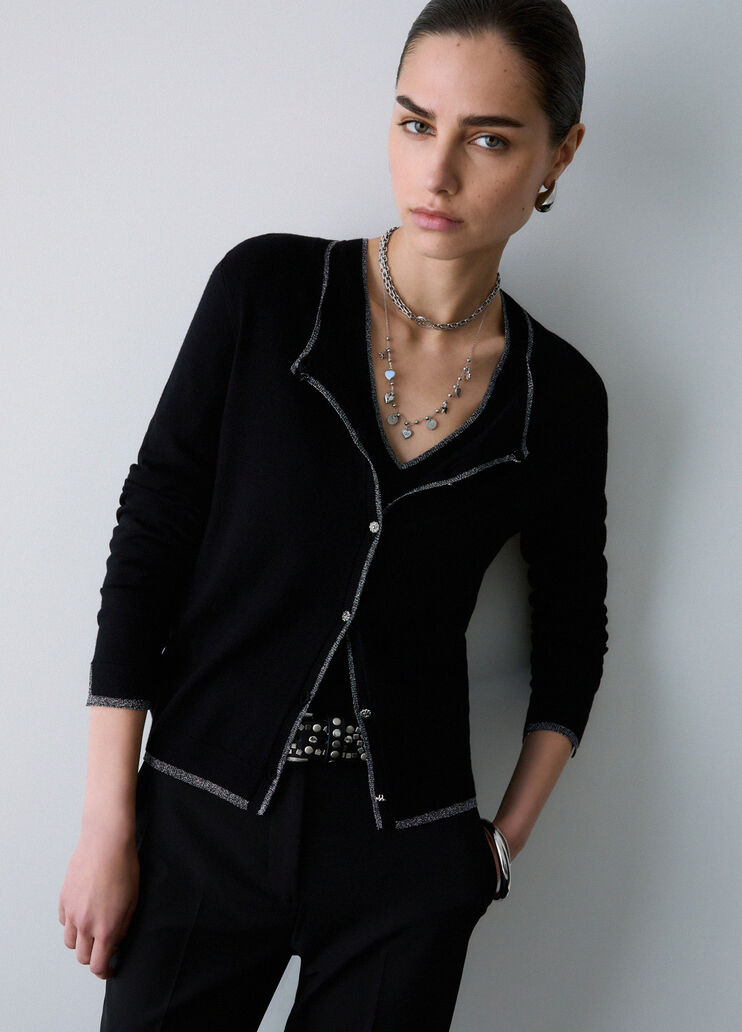 Cardigan with Lurex&reg; Trims black Liu Jo - medium