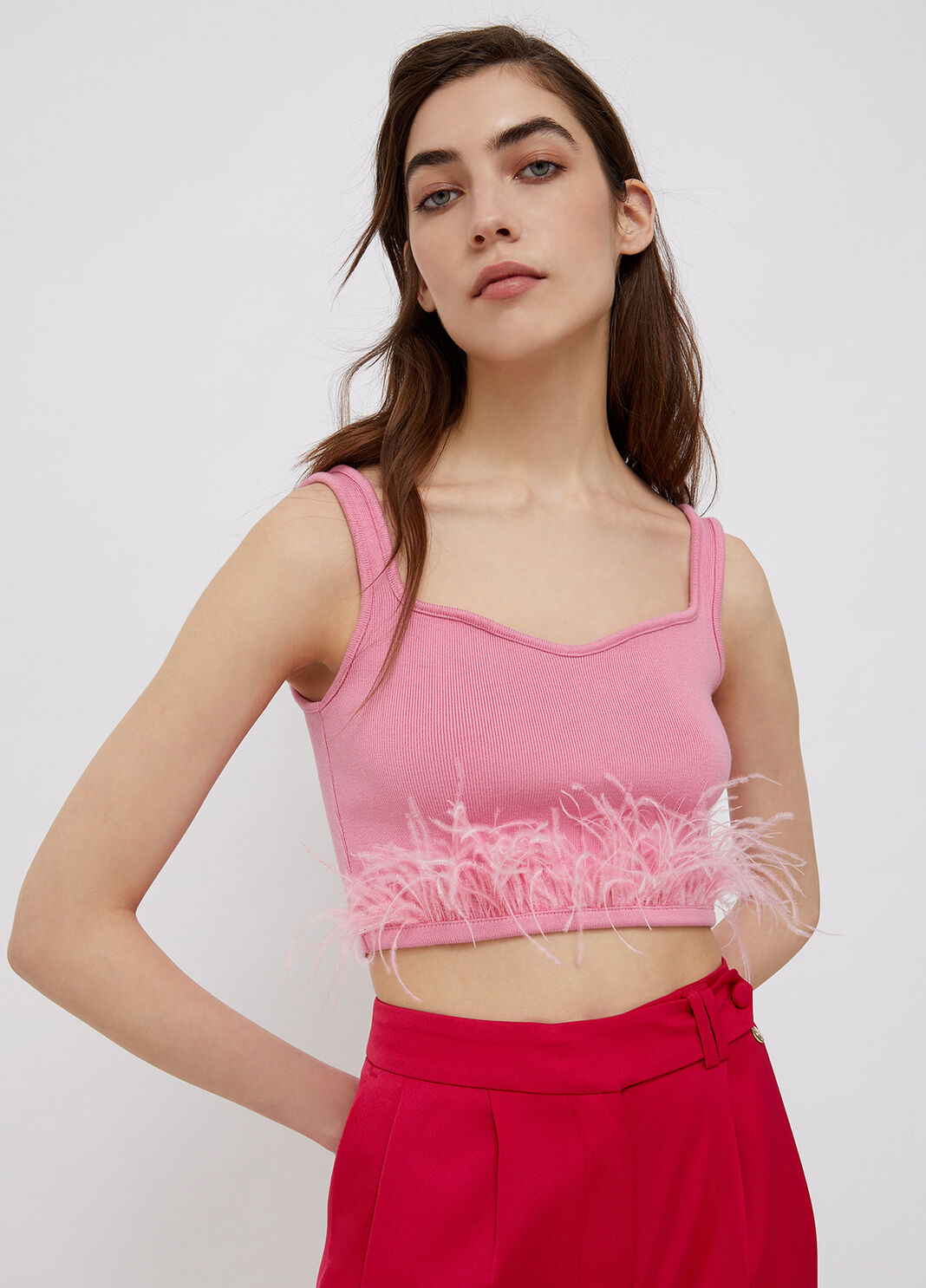 Top mit Federn Rosa Liu Jo - large image number 0