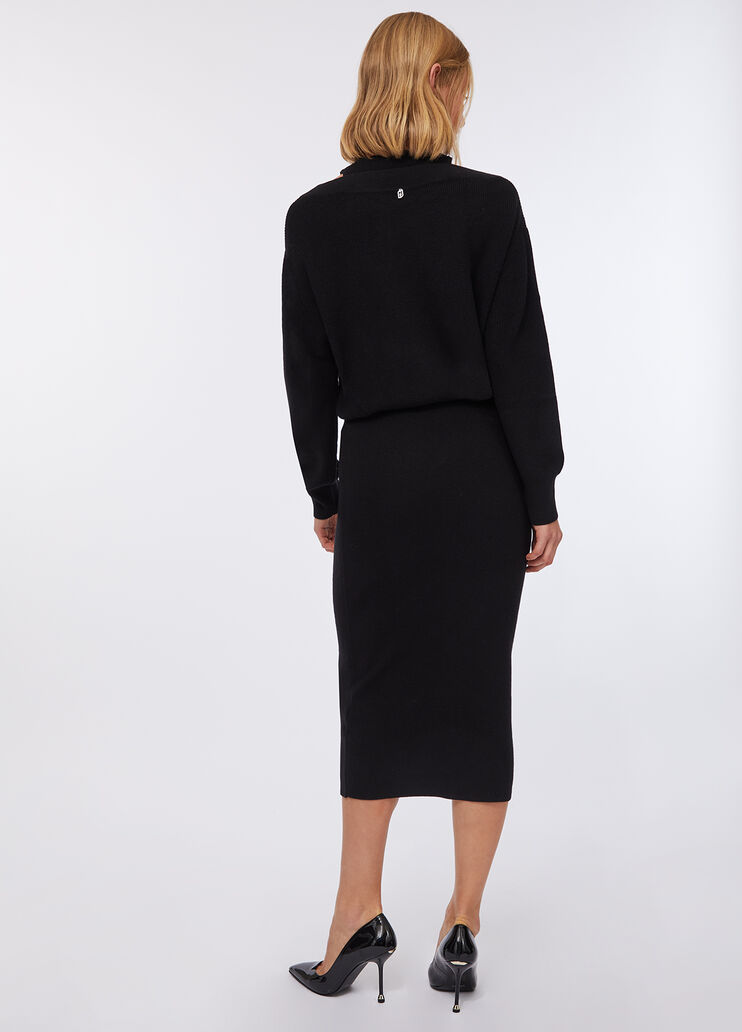 Knit dress with bejewelled embroidery black Liu Jo - large image number 1