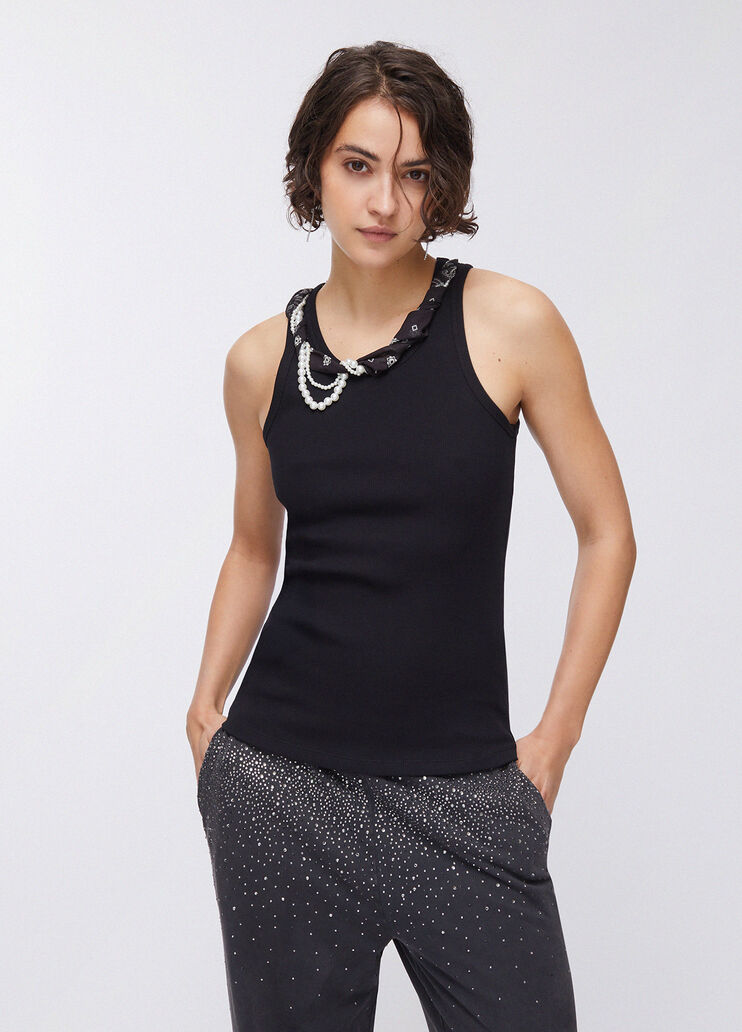Top con dettagli gioiello nero Liu Jo - large image number 0