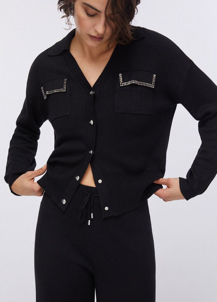 Pantalón de punto con abalorios negro Liu Jo - medium