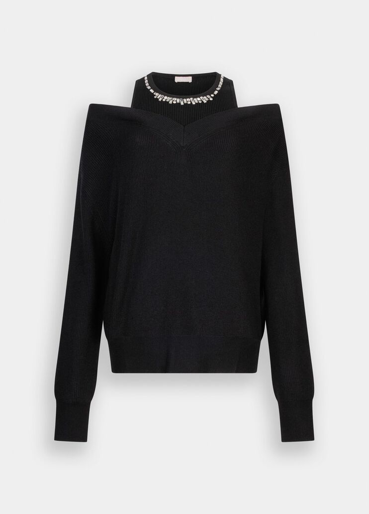 Jumper with bejewelled embroidery black Liu Jo - large image number 6