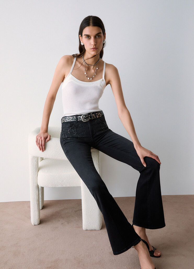 Bootcut-Jeans mit Strass Denim-Schwarz Liu Jo - medium