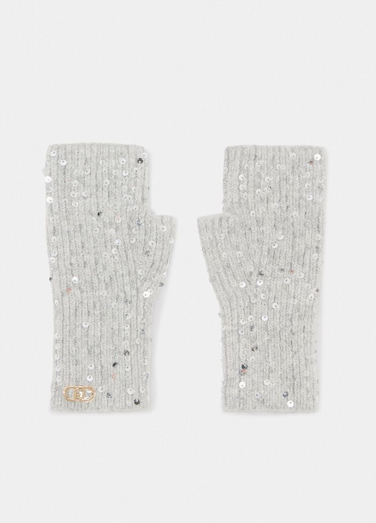 Manicotti in angora con paillettes grigio ghiaccio Liu Jo - medium