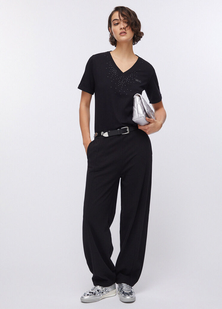T-shirt con strass nero Liu Jo - medium