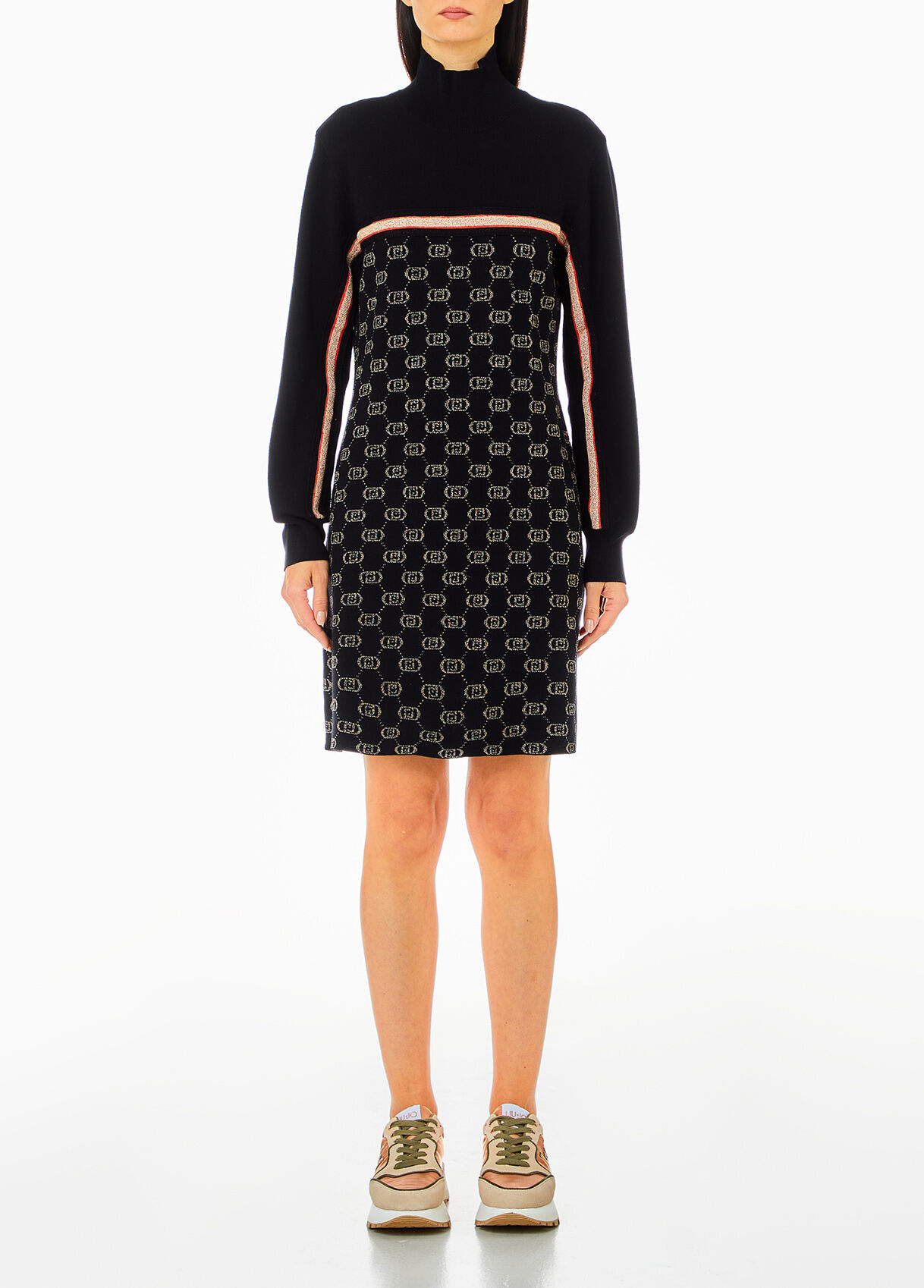 ワンピース LIU JO KNITTED DRESS WITH STRASS Knit dress with rhinestones colour black | Liu Jo