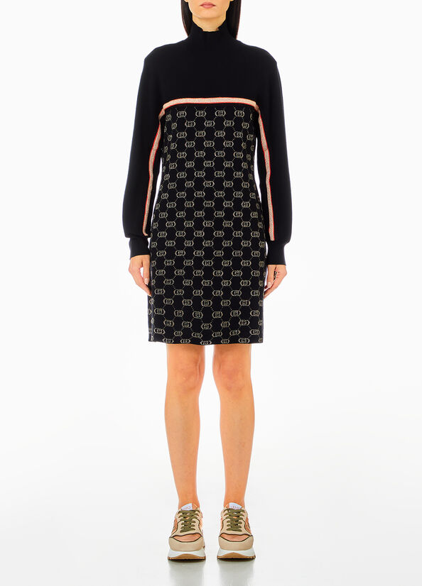 Abito in maglia con logo nero Liu Jo - medium