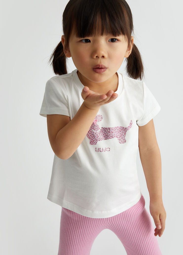Cotton T-shirt with rhinestones white Liu Jo - medium Cotton T-shirt with rhinestones white Liu Jo - medium
