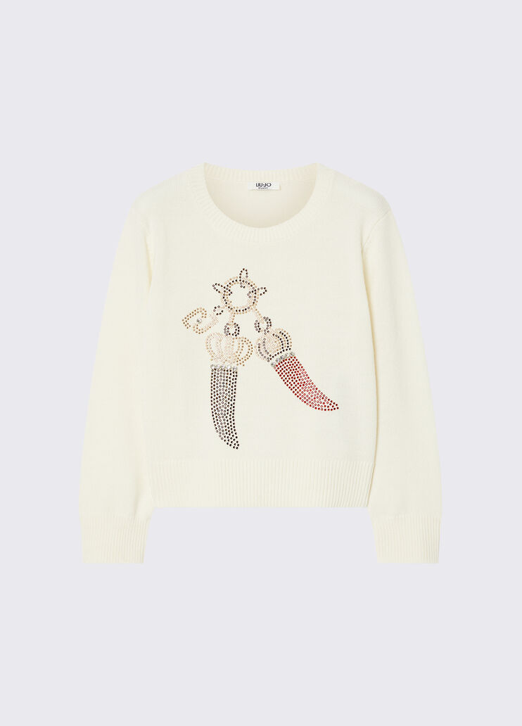 Jacquard Wool Sweater white Liu Jo - medium